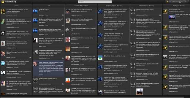 Kuva vanhasta Tweetdeckistä